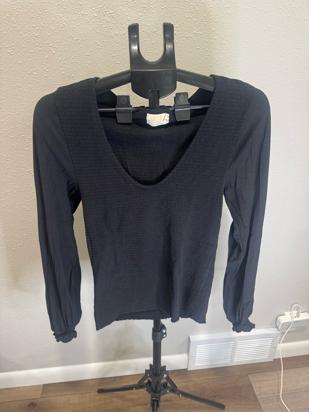 Nation Women’s Black Scoop Neck Long Sleeve Top - ,